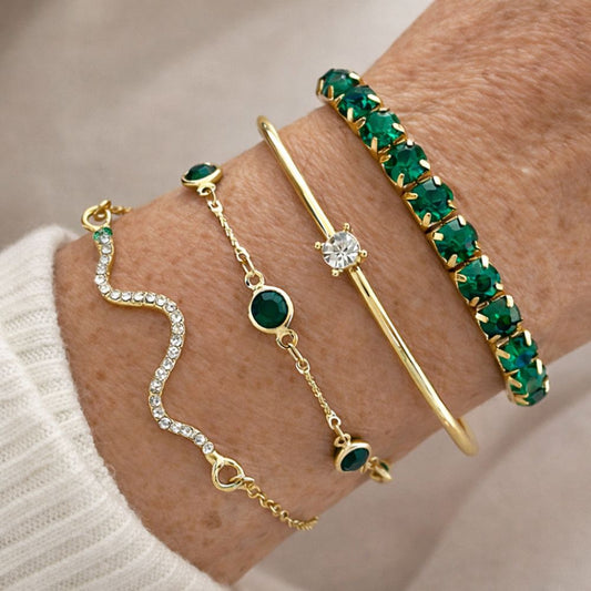 Set de Pulseras con Piedras Verdes