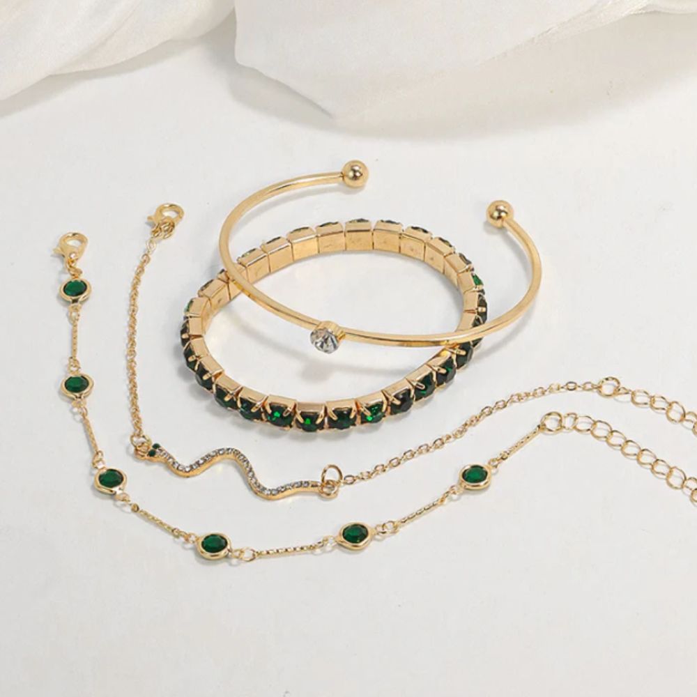 Set de Pulseras con Piedras Verdes