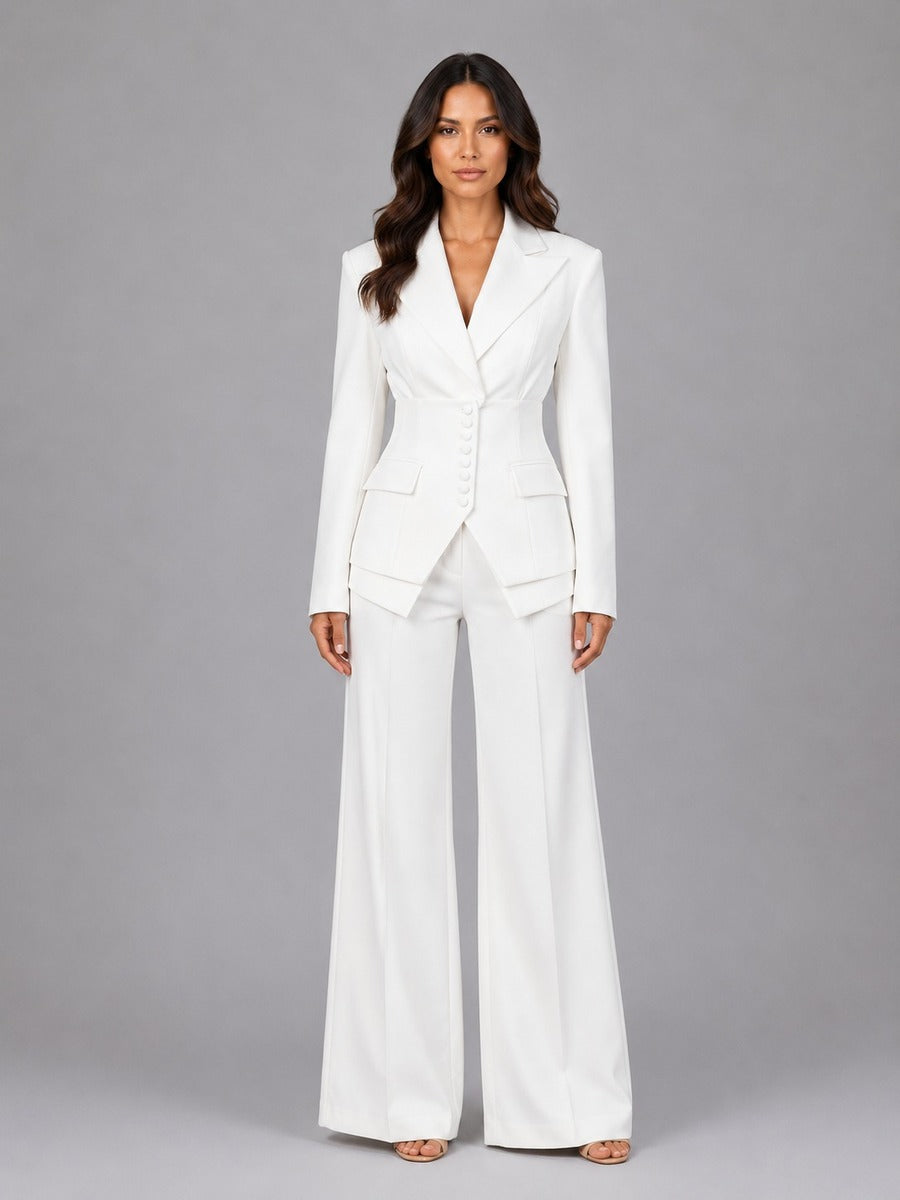 Ainara | Traje Cintura Entallada y Pantalón Palazzo