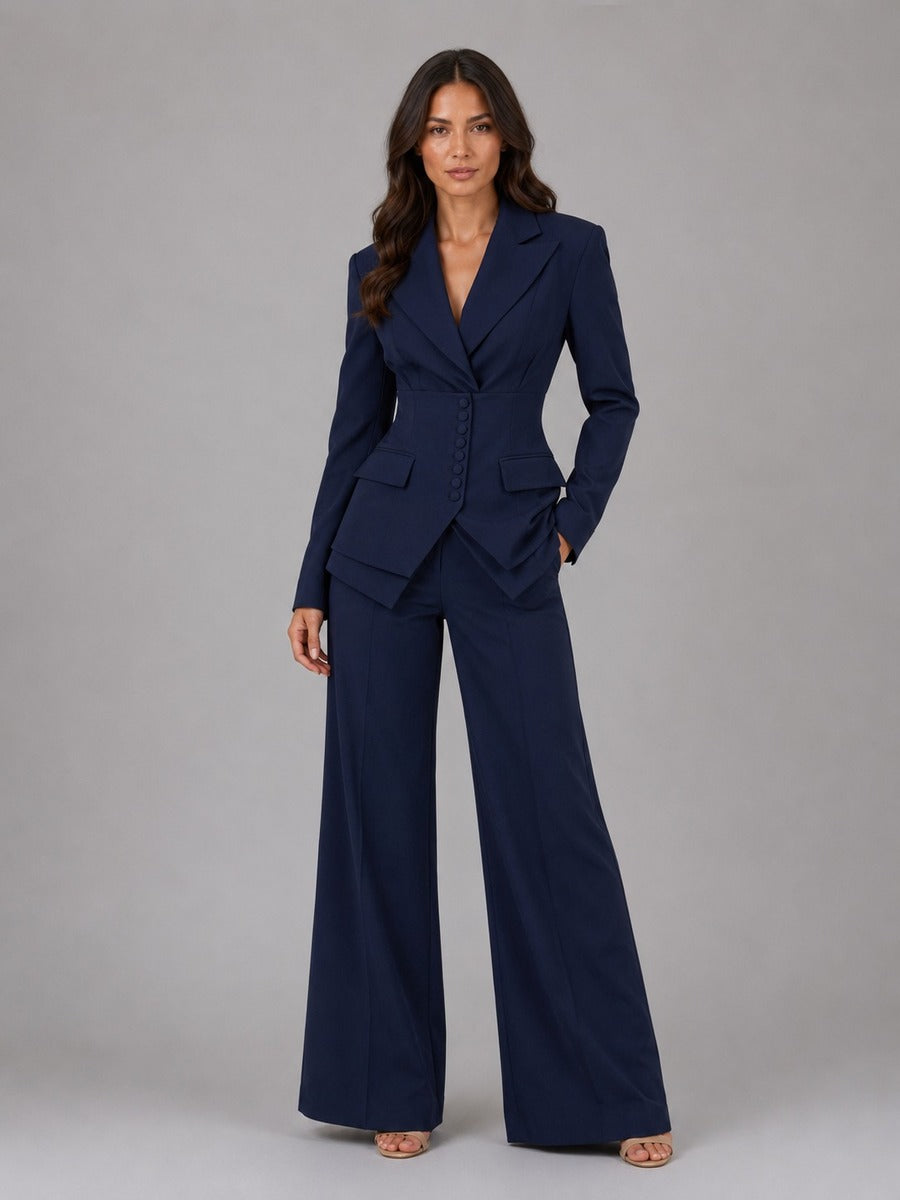 Ainara | Traje Cintura Entallada y Pantalón Palazzo
