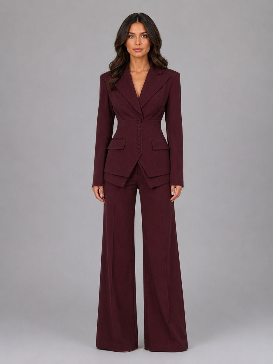 Ainara | Traje Cintura Entallada y Pantalón Palazzo