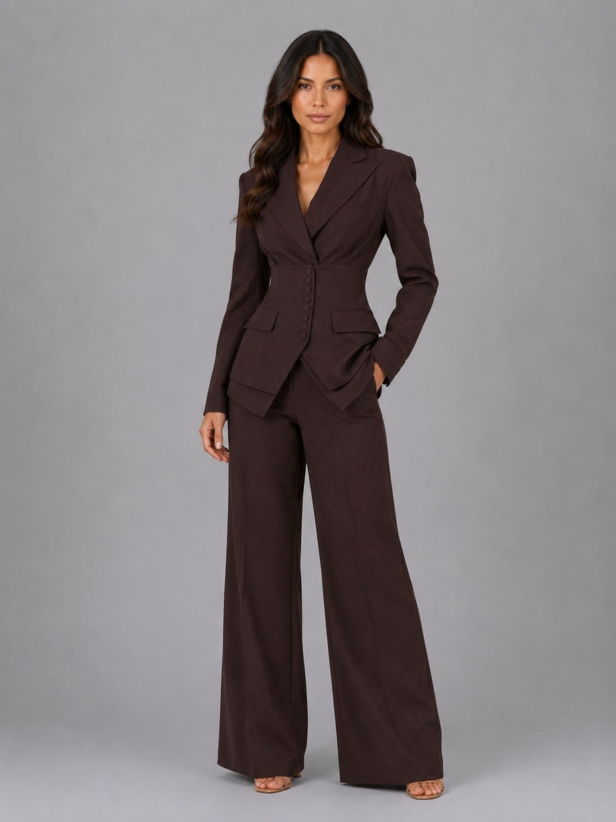 Ainara | Traje Cintura Entallada y Pantalón Palazzo