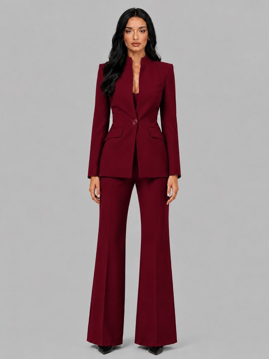 Ainara | Traje Blazer Entallado y Pantalón Acampanado