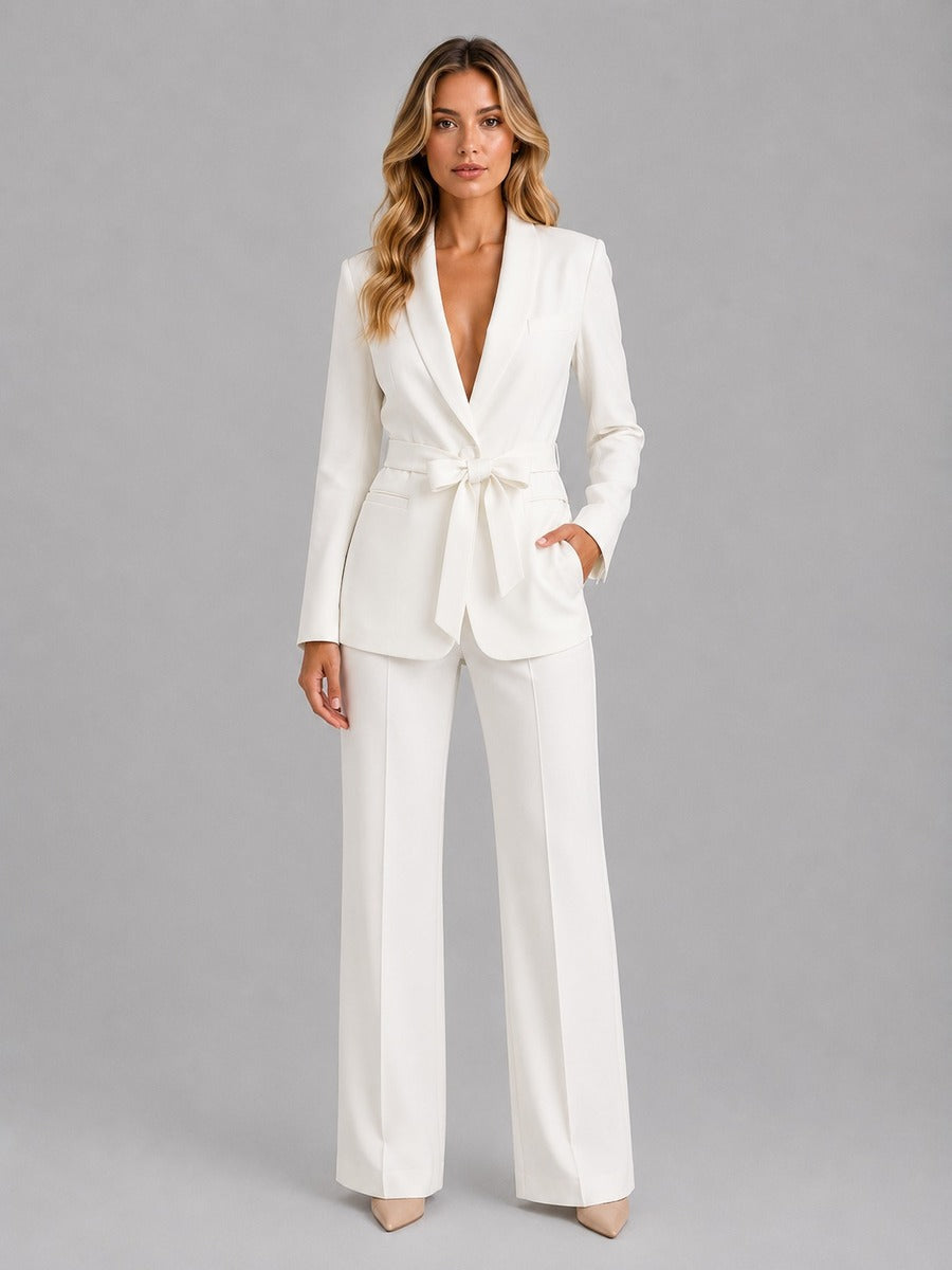 Ainara | Traje Cuello Chal con Cinturón