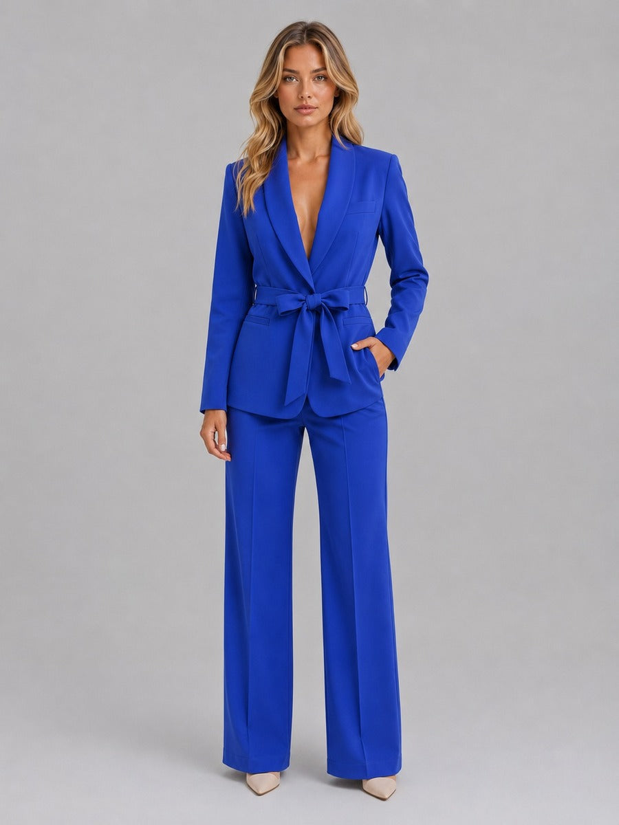 Ainara | Traje Cuello Chal con Cinturón