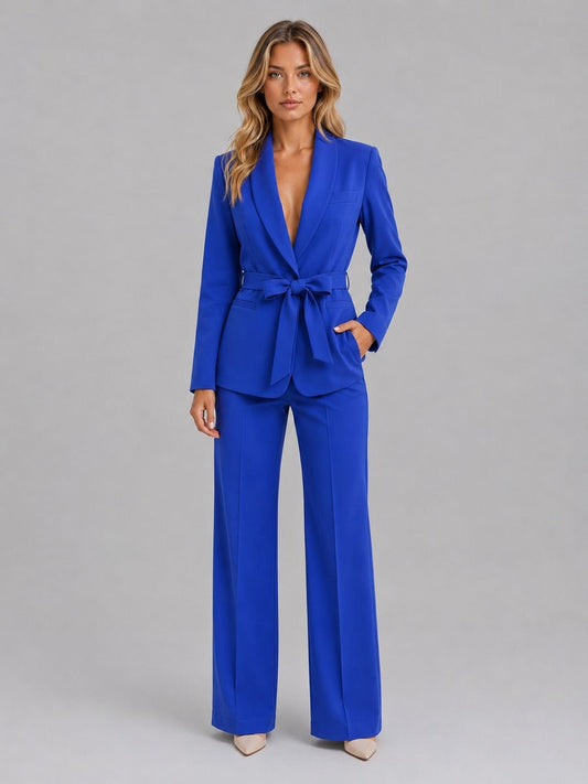 Ainara | Traje Cuello Chal con Cinturón