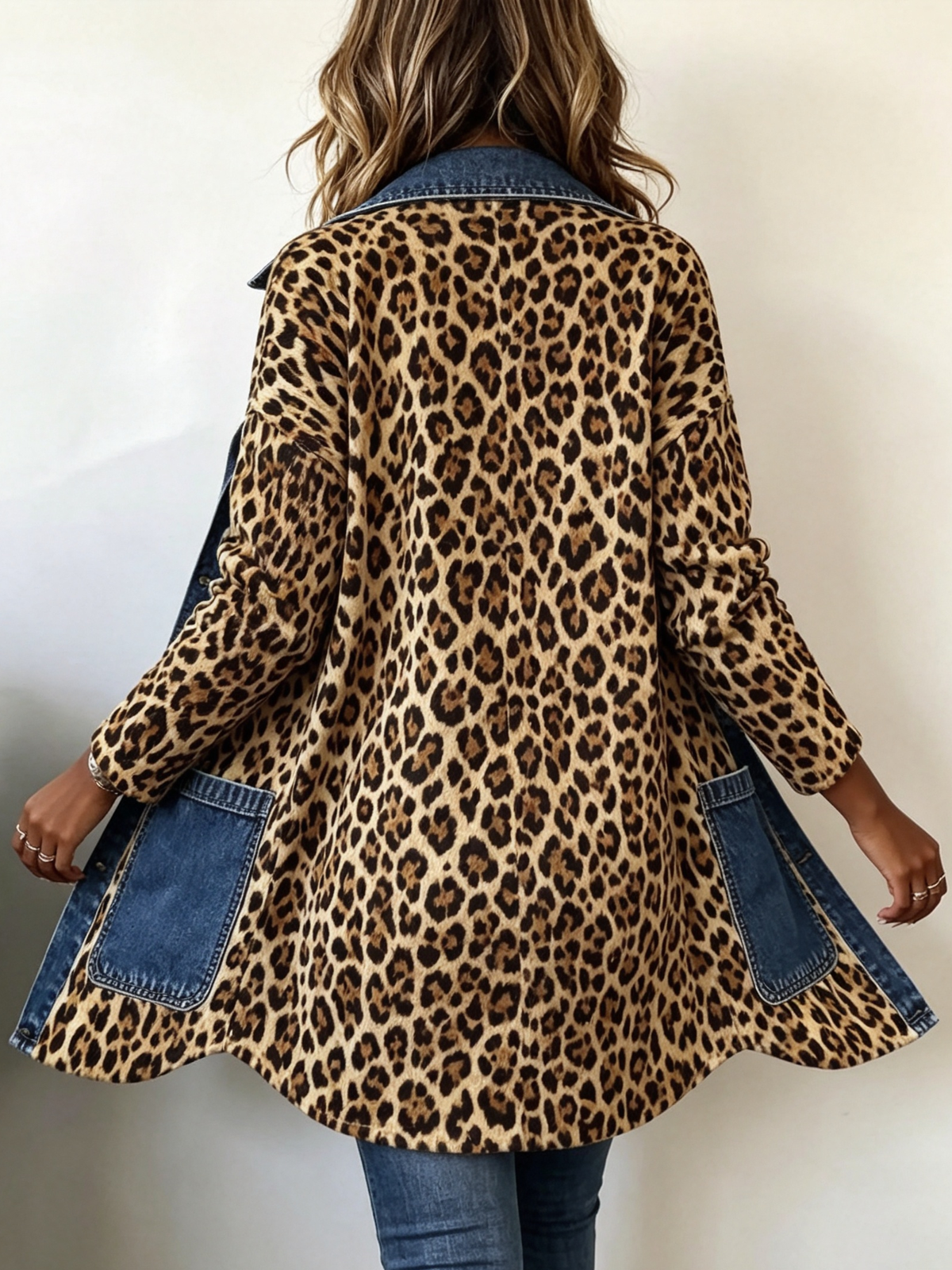 Lorena™ | Chaqueta Larga Leopardo con Detalles Denim