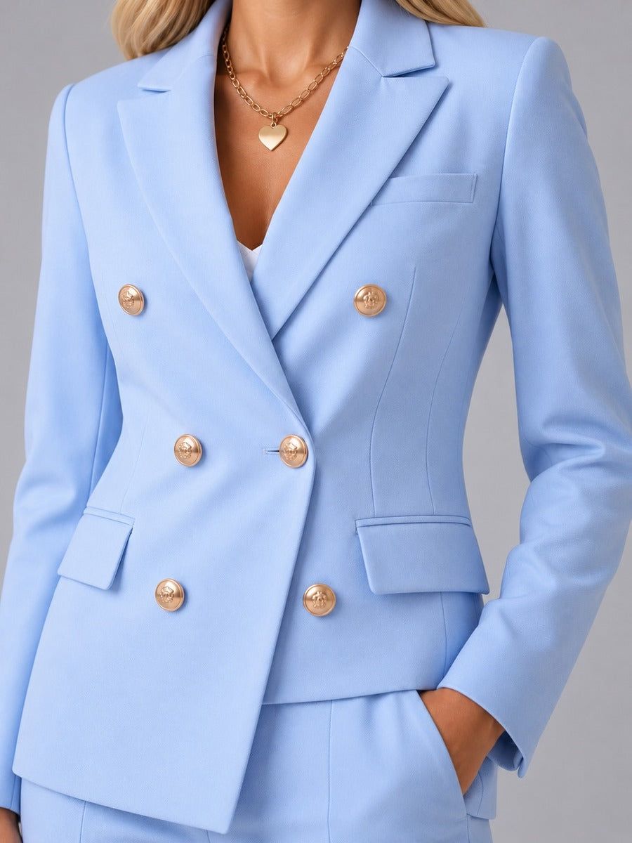 Ainara | Traje Cruzado con Solapa de Pico y Pantalón Tobillero